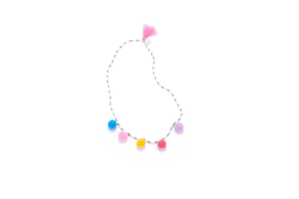 Multicolor Pompom Necklace for Little Girls