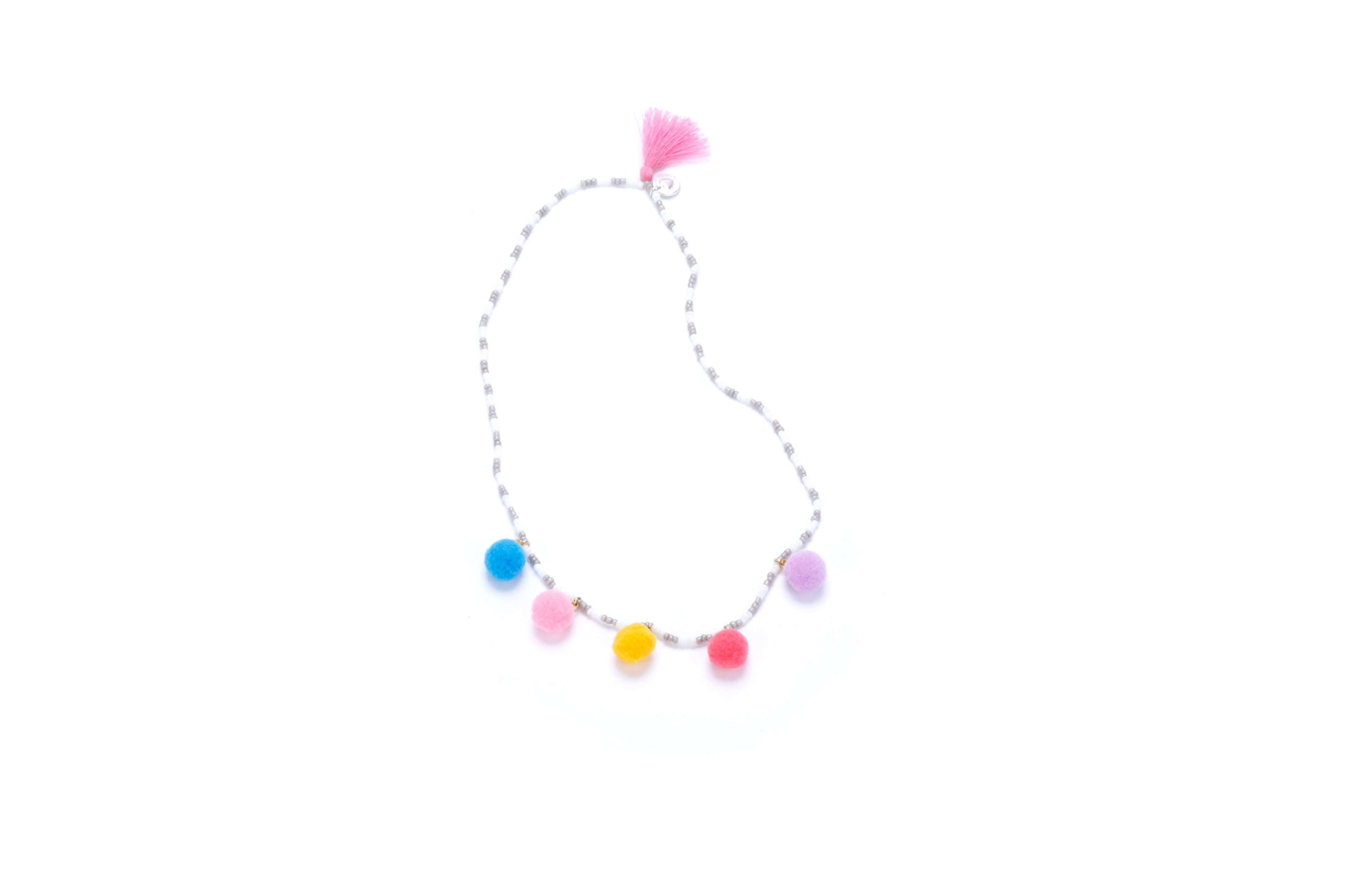 Multicolor Pompom Necklace for Little Girls