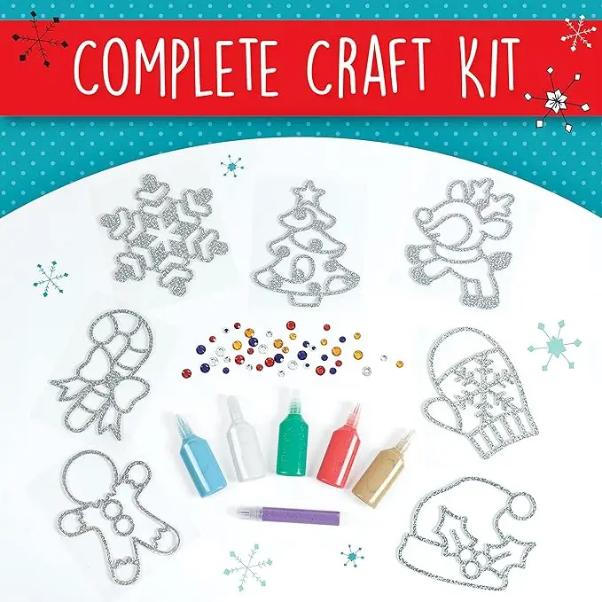 Holiday Easy Sparkle Window Art Diy Craft Kit For Kids