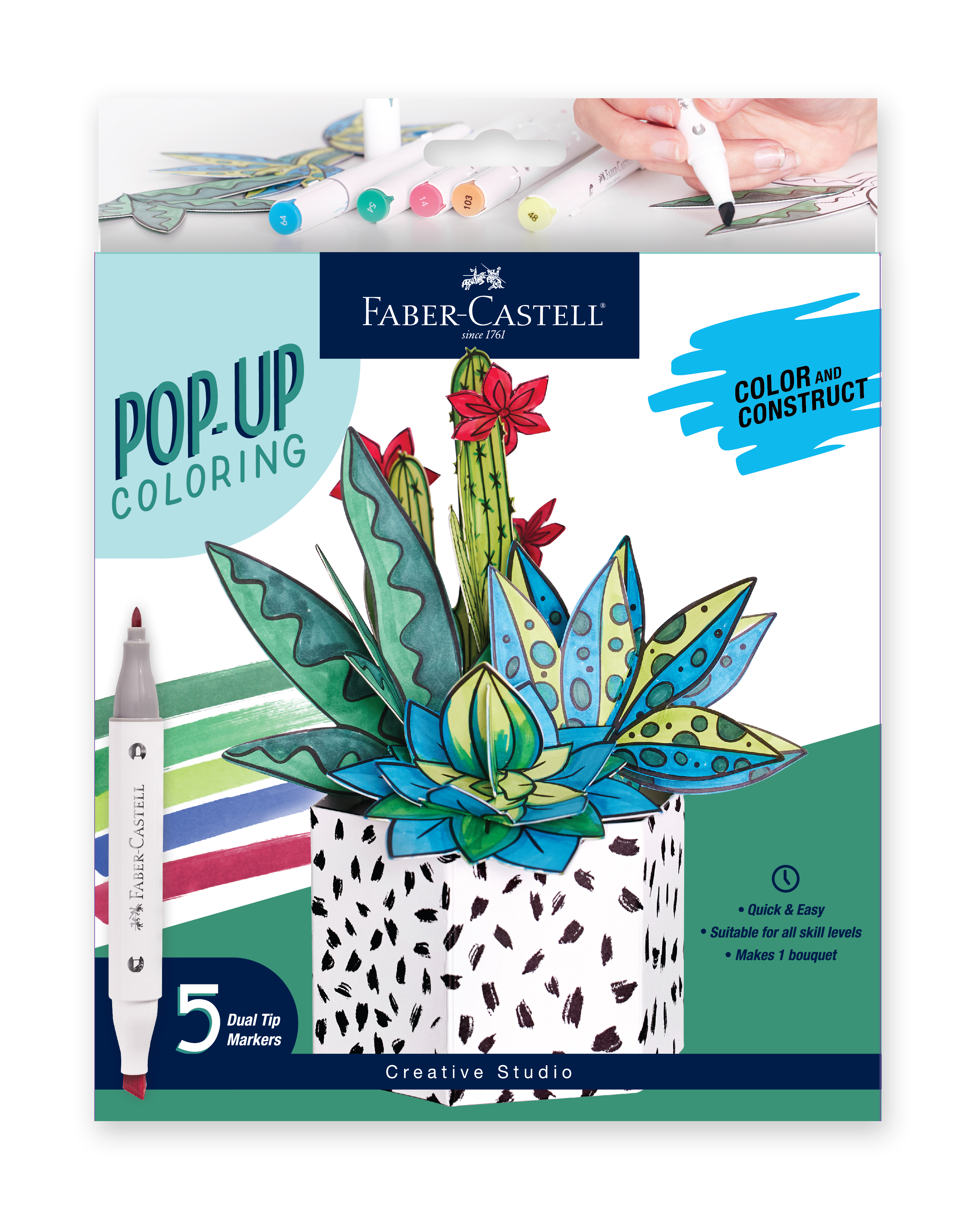 Pop Up Coloring Succulents Bouquet - Adult Coloring Craft