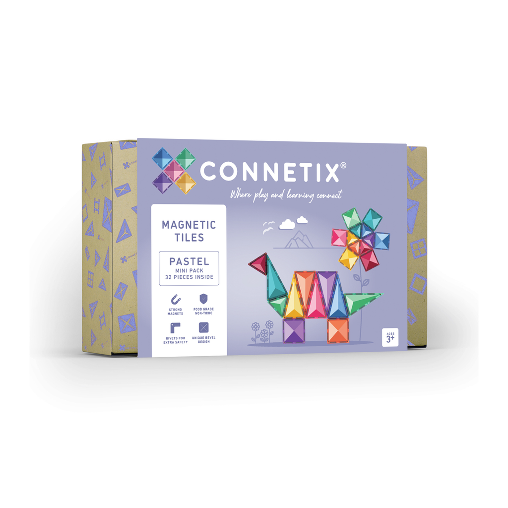 CONNETIX Magnetic Tiles Pastel Mini Pack, 32 Pieces