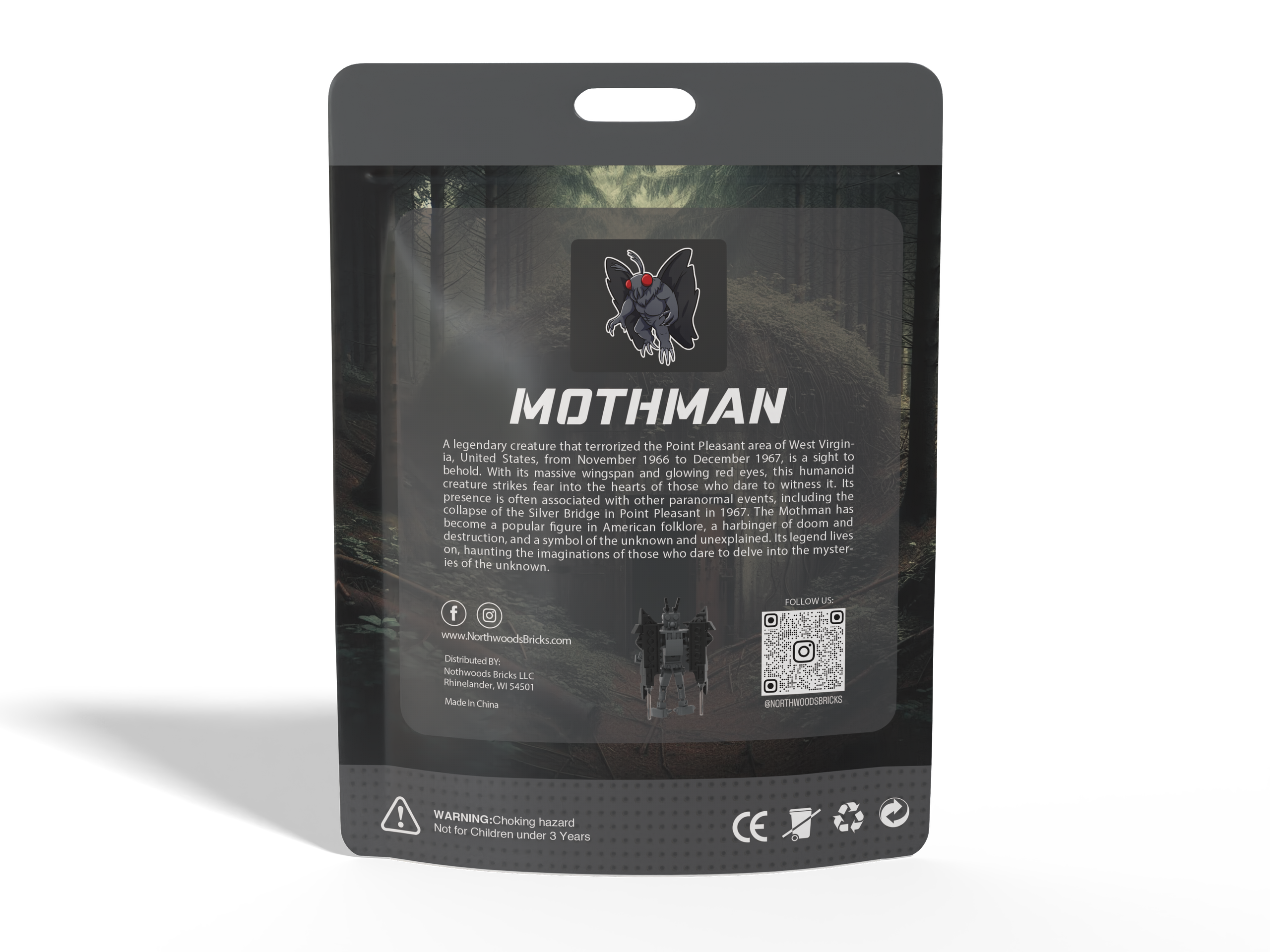 Mini Mothman Brick Set (109pc) by Northwoods Bricks