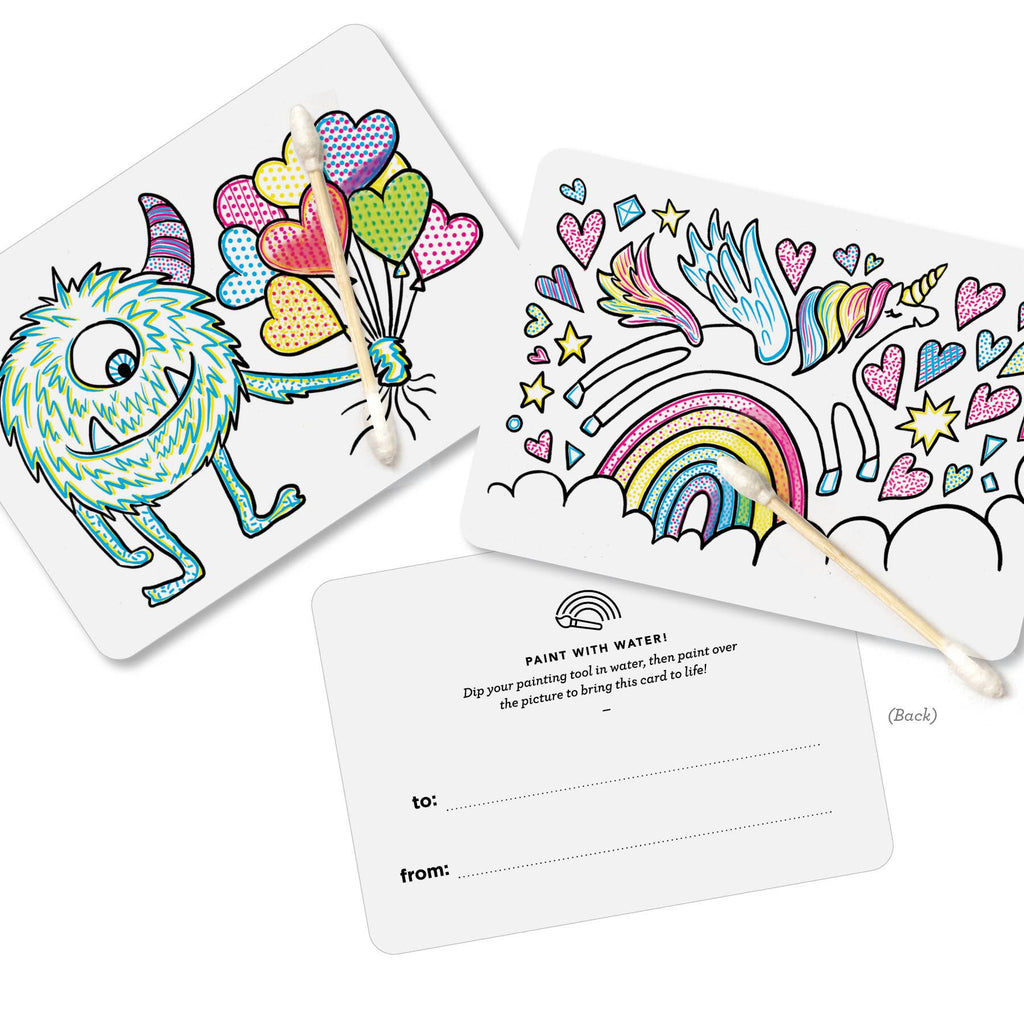 Paint with Water Valentine Cards - Monster