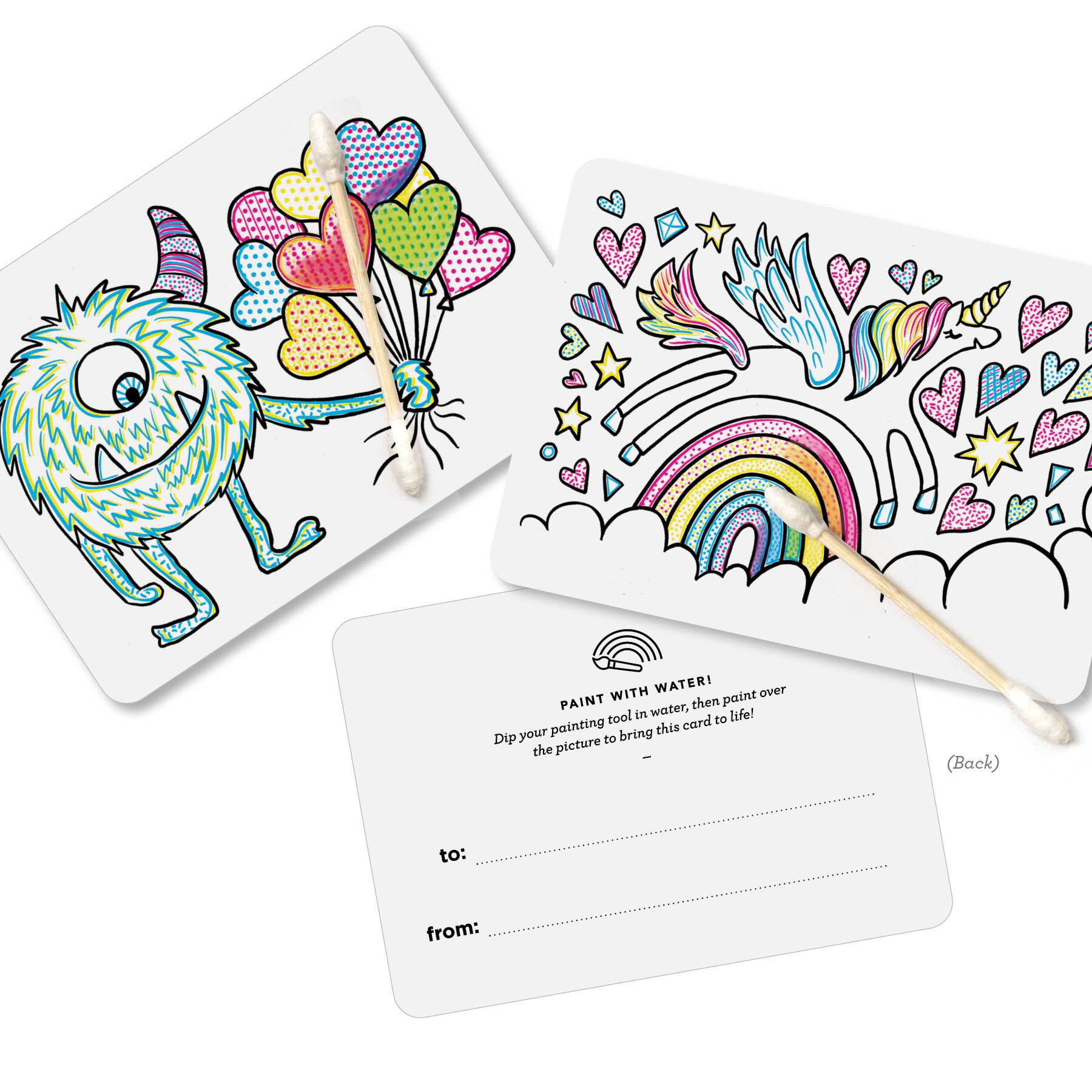 Paint with Water Valentine Cards - Monster