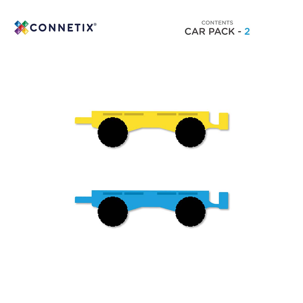 CONNETIX Magnetic Tiles Rainbow Car Pack, 2 Pieces