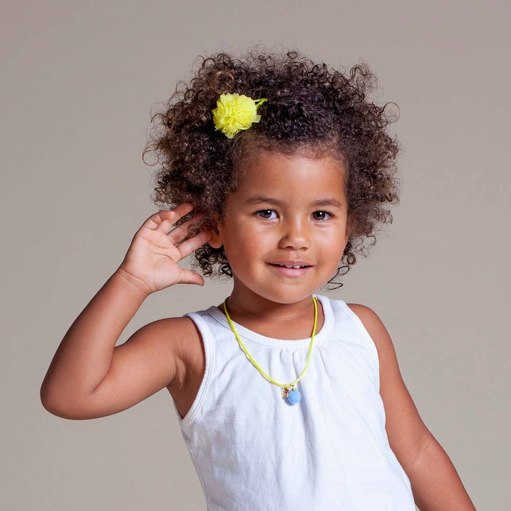 Little Star & Pompom Two Necklace Card  - Pink/ Yellow