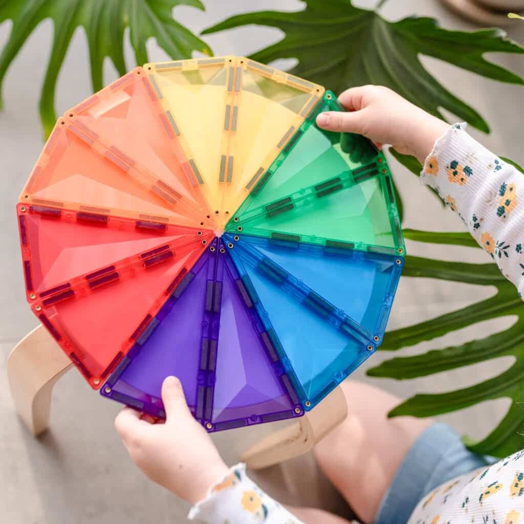 CONNETIX Magnetic Tiles Rainbow Geometry Pack, 30 Pieces