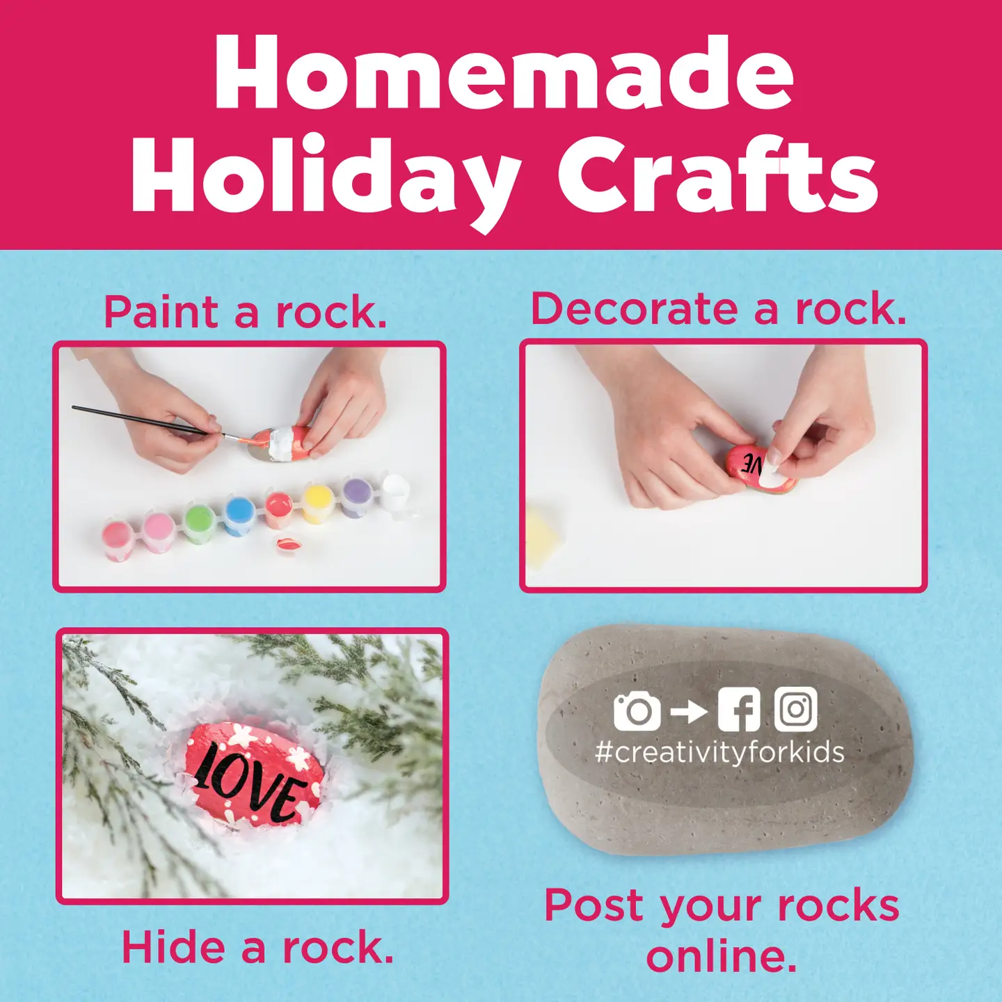 Holiday Hide & Seek Rock Painting Craft Kit For Kids