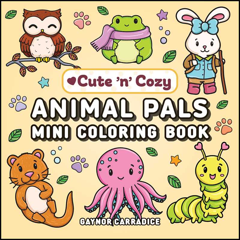 Animal Pals Mini Coloring Book by Gaynor Carradice - 45 Cute Animal Designs
