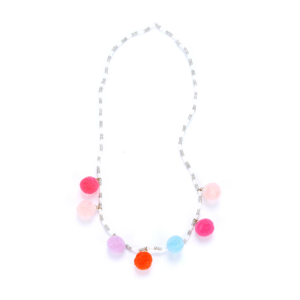 Multicolor Pompom Necklace for Little Girls
