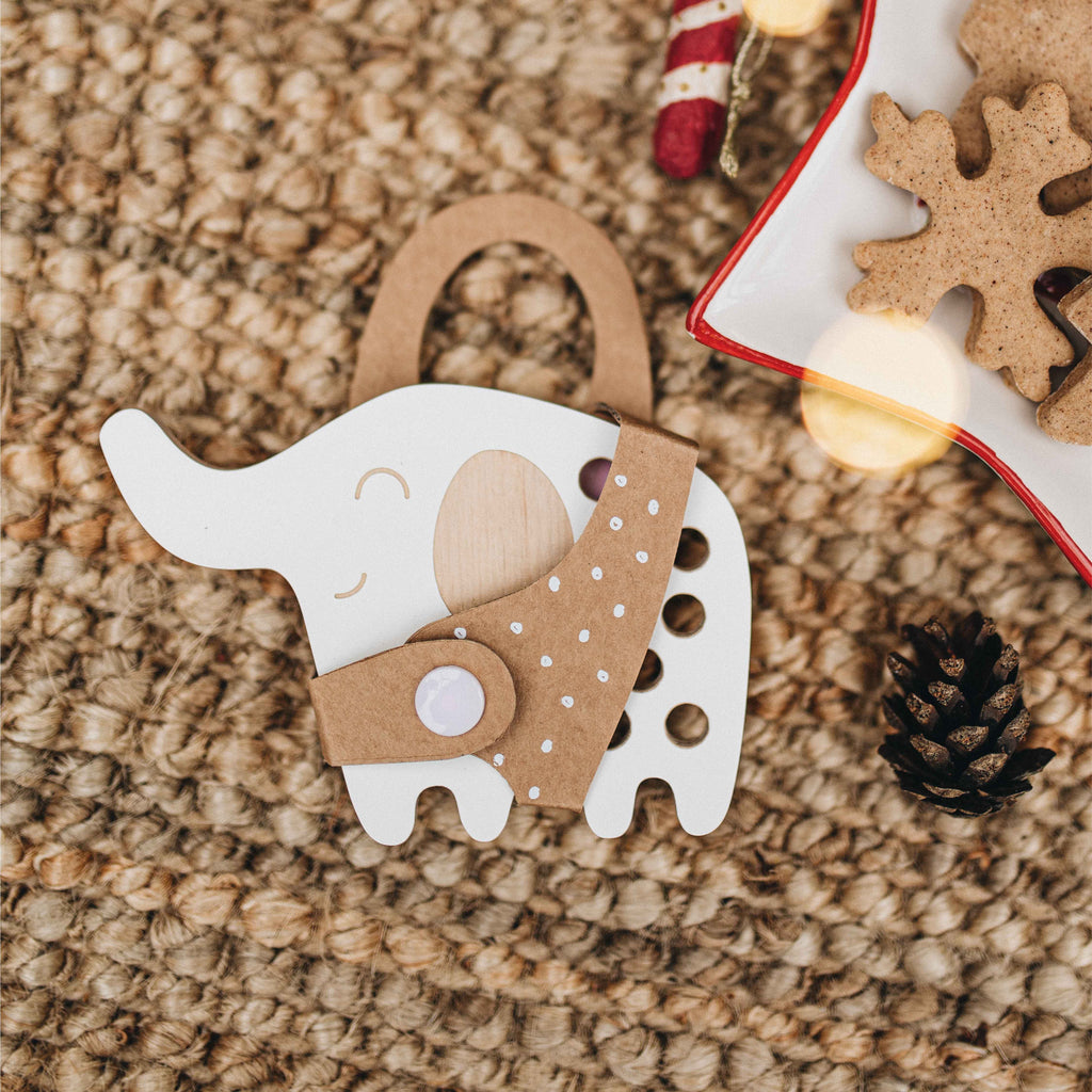 The Elephant, small wooden lacing toy, Montessori Toy