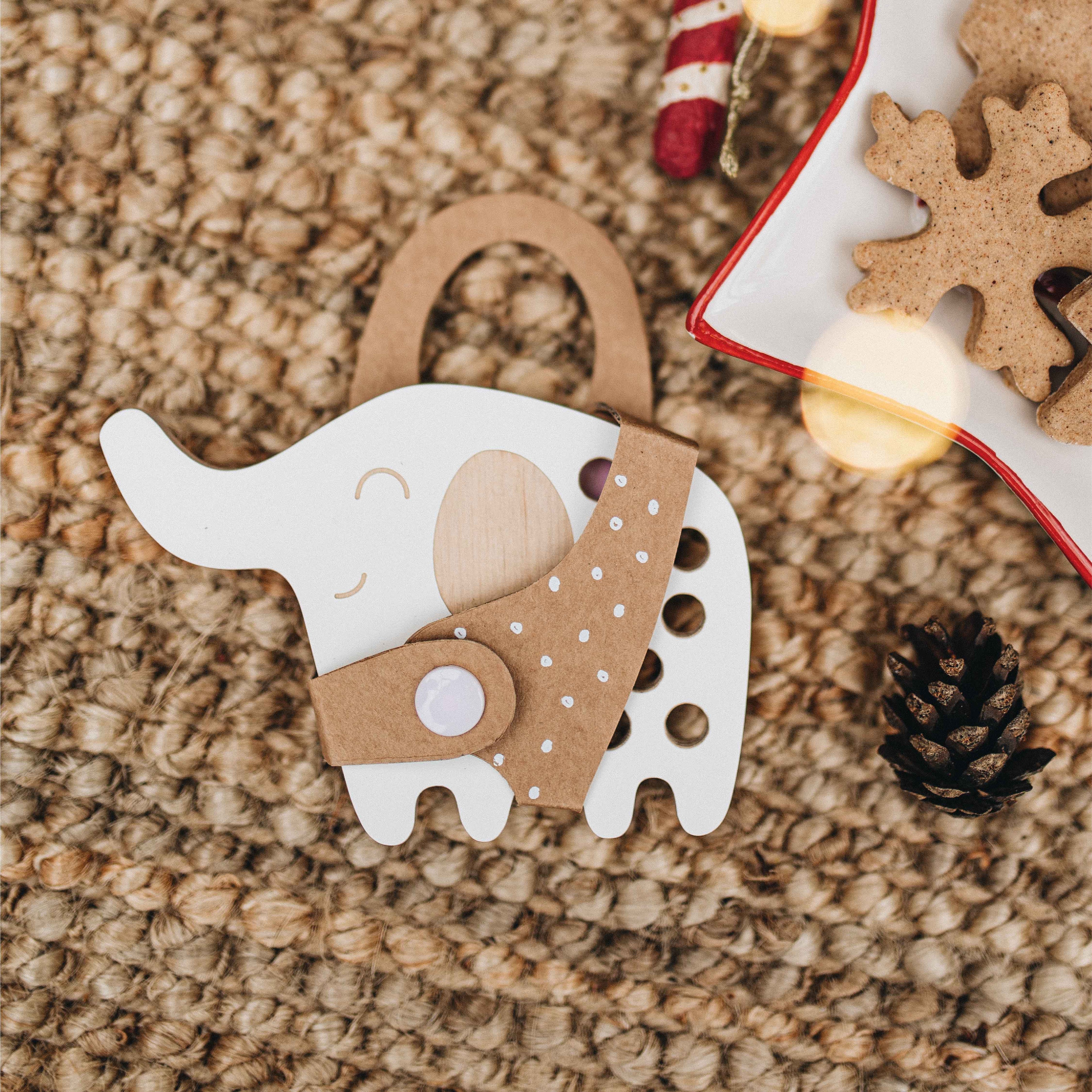 The Elephant, small wooden lacing toy, Montessori Toy