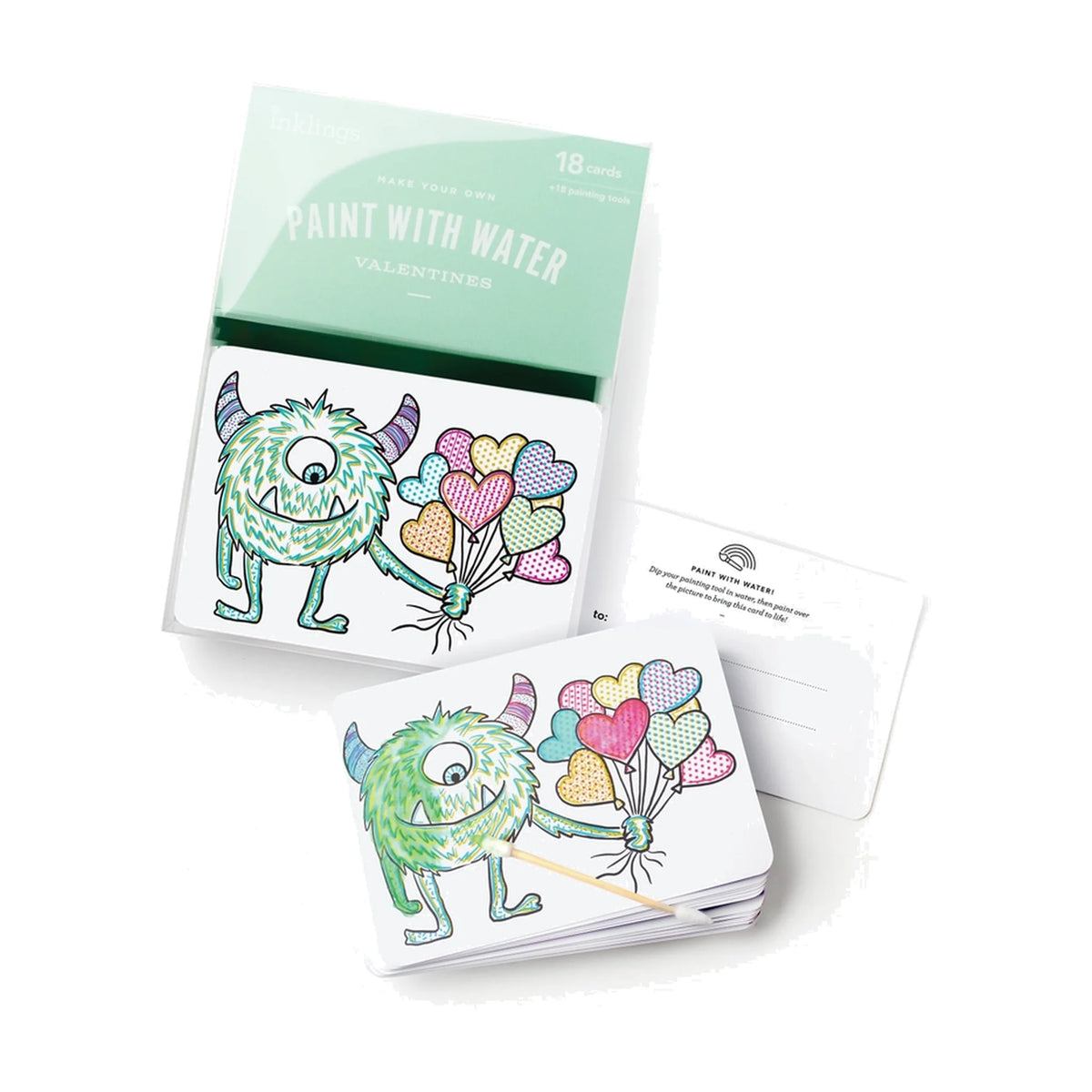 Paint with Water Valentine Cards - Monster