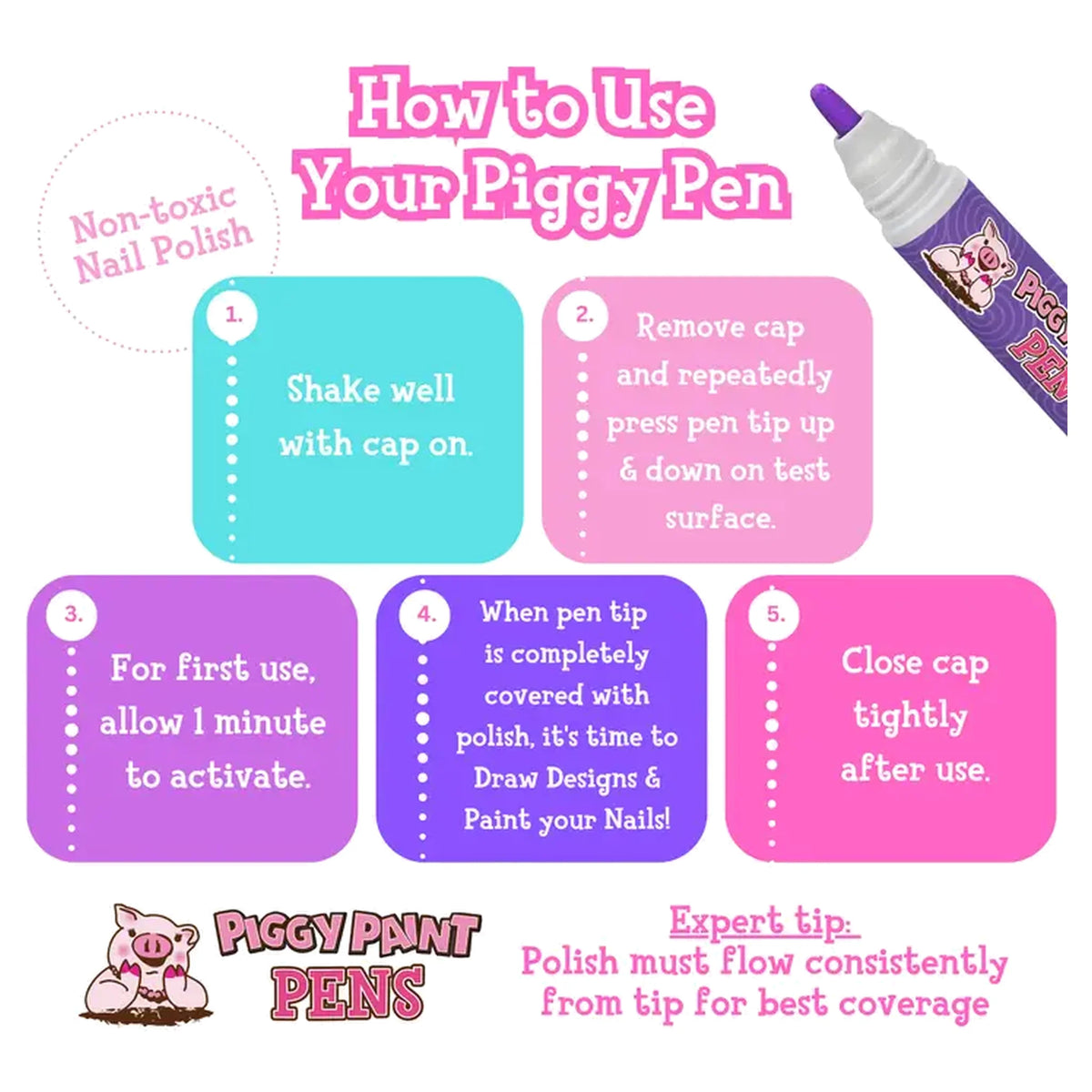 Piggy Pen Non-Toxic Kids Nail Polish- Purple Power