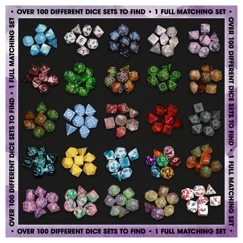 Premium Mystery Dice - A Full Set of Dice Plus Pin and Sticker
