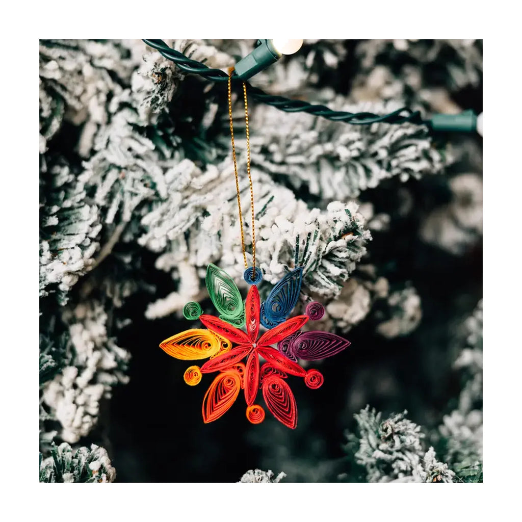 Rainbow Snowflake Quilled Ornament