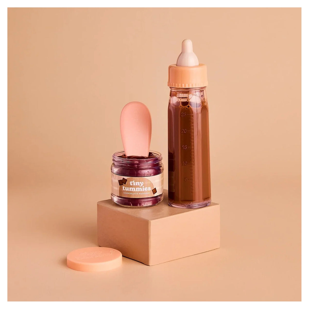 Tiny Tummies Puree and Milk Bottle Set For Doll - Chocolate