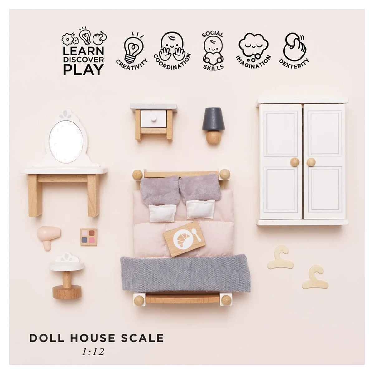 Wooden Dolls House Bedroom