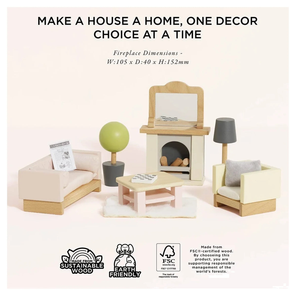 Wooden Dolls House Living Room